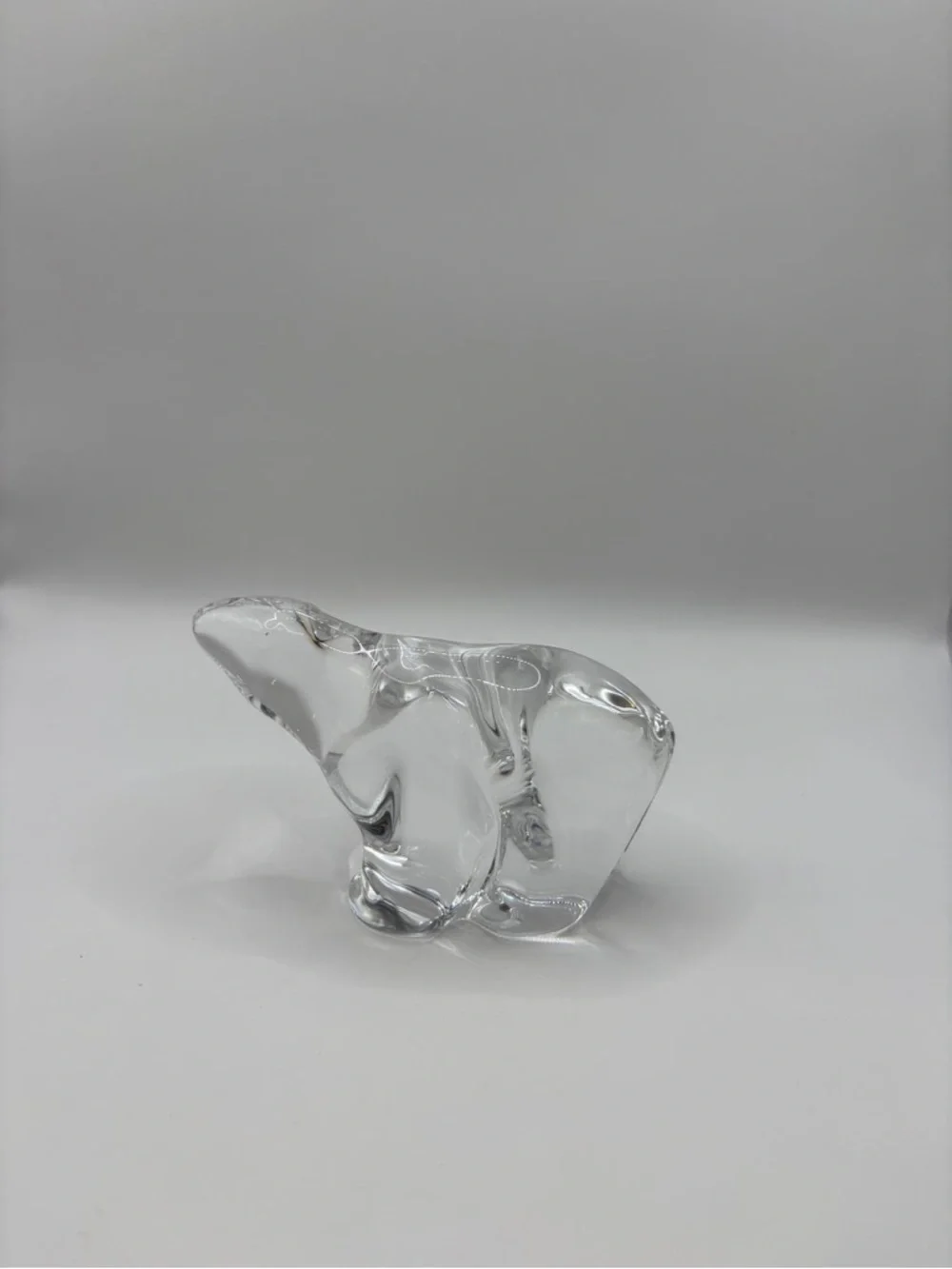 Vintage Hand Blown Hadeland Crystal Glass Figurine Polar Bear Art Paperweight - Picture 7 of 8